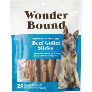 imageAmazon Brand  Wonder Bound Beef Gullet Sticks Dog Treats 56 Inch Pack of 25 Highly Digestible Minimally Processed 705 Ounce 25 Count Pack of 11 Count Pack of 1