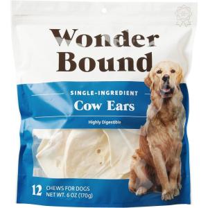 imageAmazon Brand  Wonder Bound Cow Ears Dog Treats Pack of 12 Beef Highly Digestible Minimally Processed