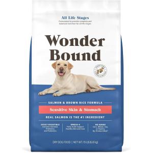 imageAmazon Brand  Wonder Bound Sensitive Skin and Stomach Dry Dog Food Salmon ampamp Brown Rice  15 lb