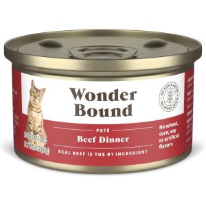 imageAmazon Brand  Wonder Bound Wet Cat Food Pate No Added Grain Variety Pack BeefChickenTurkey ampamp Giblet 3 ounce Pack of 24Beef
