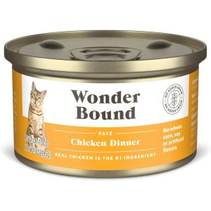 imageAmazon Brand  Wonder Bound Wet Cat Food Pate No Added Grain Variety Pack BeefChickenTurkey ampamp Giblet 3 ounce Pack of 24Chicken