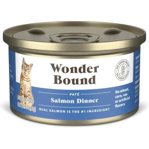 imageAmazon Brand  Wonder Bound Wet Cat Food Pate No Added Grain Variety Pack BeefChickenTurkey ampamp Giblet 3 ounce Pack of 24Salmon