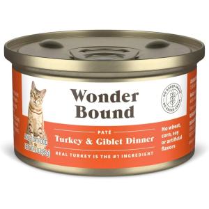imageAmazon Brand  Wonder Bound Wet Cat Food Pate No Added Grain Variety Pack BeefChickenTurkey ampamp Giblet 3 ounce Pack of 24Turkey  Giblet