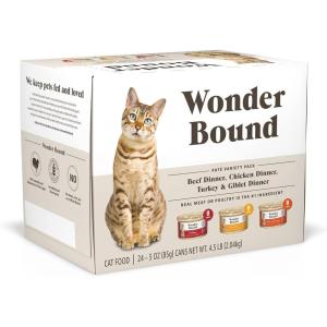 imageAmazon Brand  Wonder Bound Wet Cat Food Pate No Added Grain Variety Pack BeefChickenTurkey ampamp Giblet 3 ounce Pack of 24Variety Pack BeefChickenTurkey  Giblet