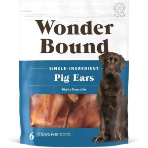 imageAmazon Brand  Wonder Bound Whole Pig Ears Dog Treats Pork 6 ounce 6 Count Pack of 11 Count Pack of 6