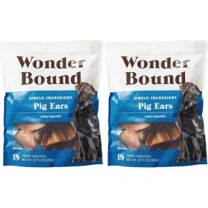 imageAmazon Brand  Wonder Bound Whole Pig Ears Dog Treats Pork 6 ounce 6 Count Pack of 118 Count Pack of 2