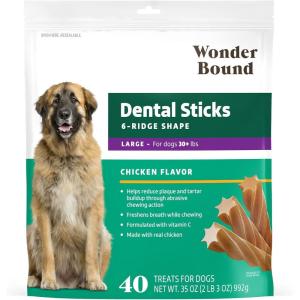 imageWonder Bound Chicken Flavor Dental Sticks for Tiny Dogs 520 lbs 6Ridge Shape for Plaque ampamp Tartar Control Freshens Breath Made With Real Chicken 108 CountChicken
